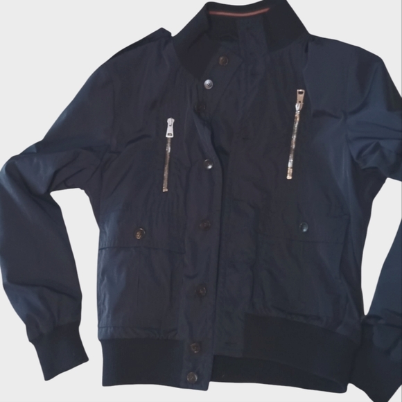 Men's Gucci Navy Blue Polyester and Ribbed Knit Button-Front Jacket - Picture 2 of 12